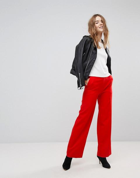 Pantalones De Pernera Ancha En Rojo De New Look