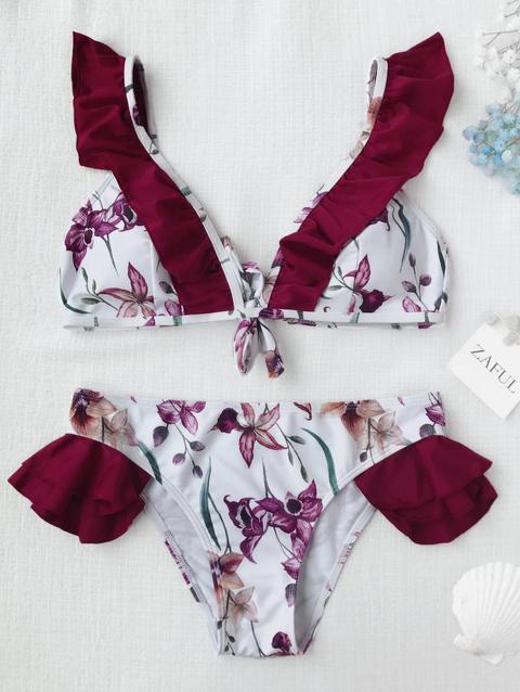 Bikini Floreale Con Volant