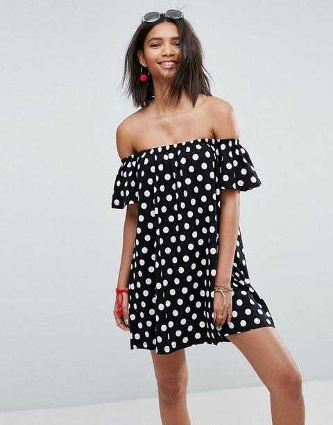 Vestido Asimétrico Con Lunares Monocromáticos De Asos