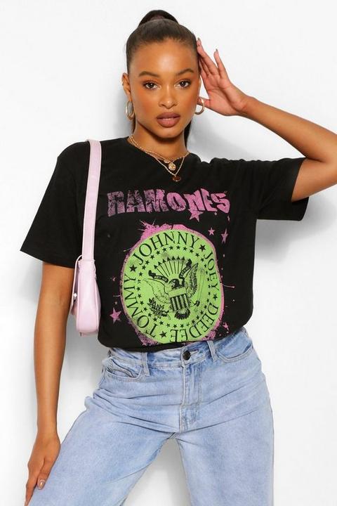 Womens Ramones Licenced T-shirt - Black - L, Black