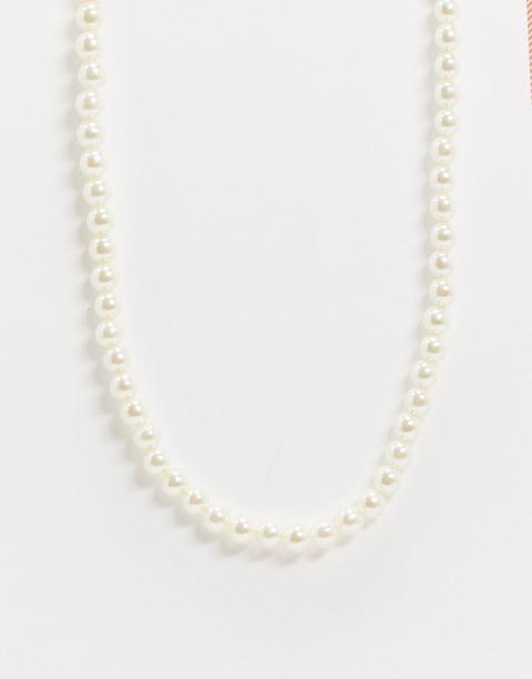 Chained And Able String Of Pearls Necklace In White