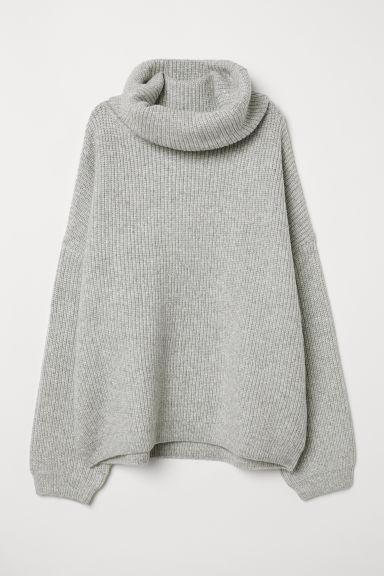 H & M - Pullover A Collo Alto A Coste - Grigio