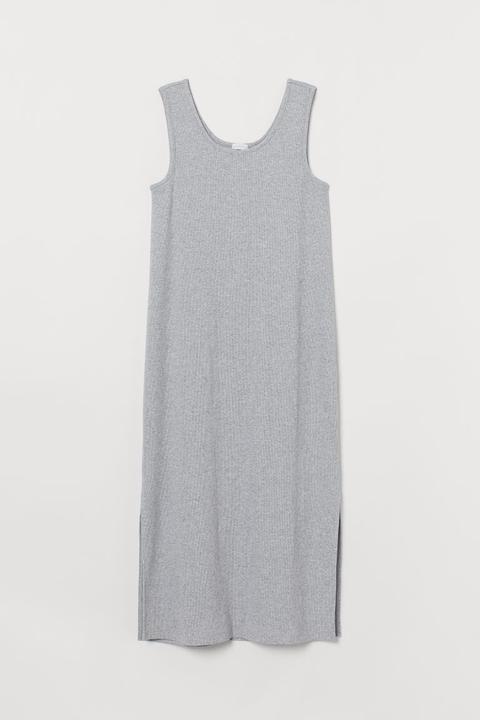 H & M - Abito In Jersey A Costine - Grigio