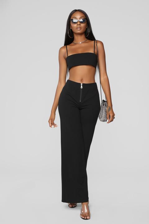 Lilly High Waisted Pant Set - Black