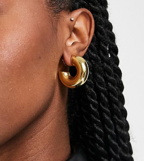 Asos Design 14k Gold Plated Hoop Earring In 30mm Chubby Hoop