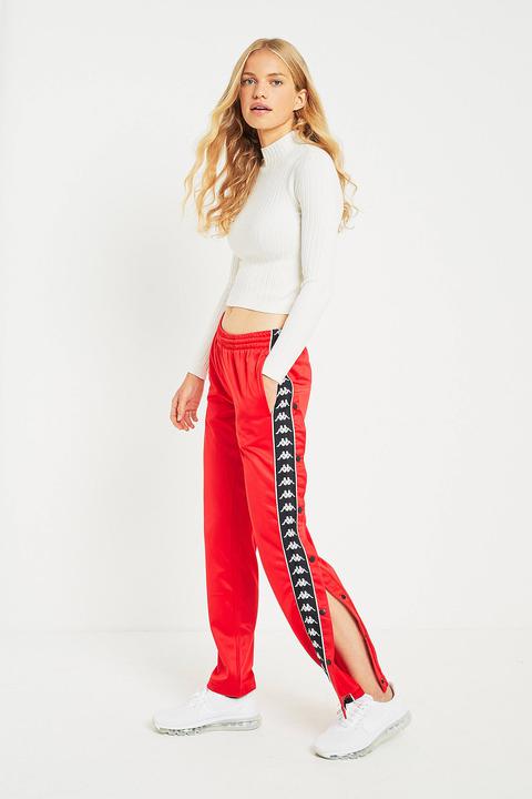 Kappa Relaxed Tracksuit Bottoms With Popper Sides Coord in Red  Lyst
