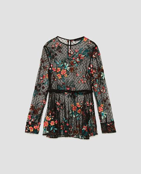 Blusa Tul Bordada