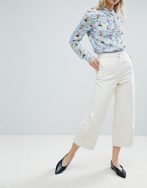 Monki Wide Leg Culotte Jeans With Organic Cotton In Off White