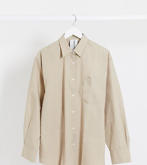 Collusion Oversized Shirt In Stone-neutral