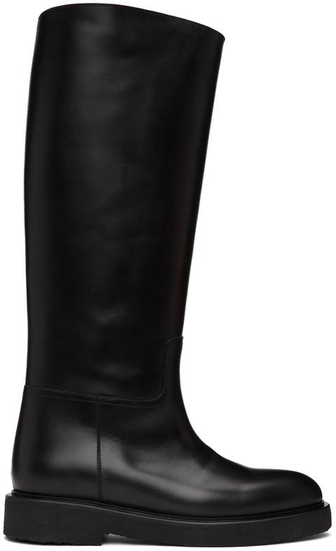 Legres Black Crepe Sole Riding Boots