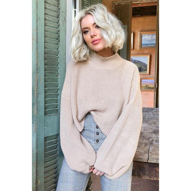 cream balloon sleeve jumper