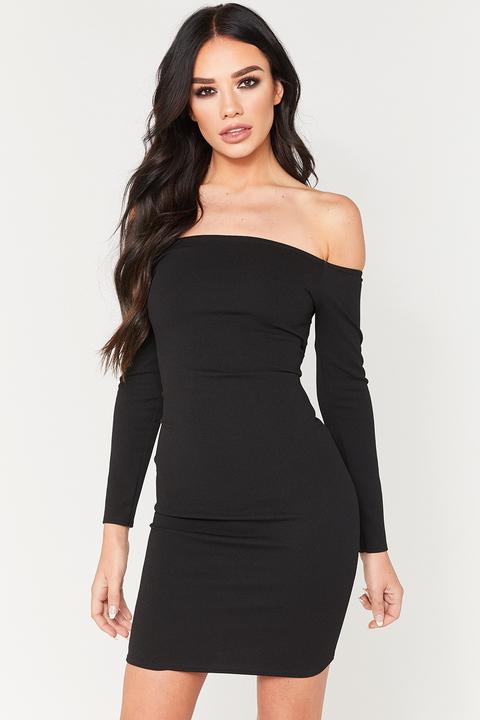 Maxine Black Bardot Bodycon Dress