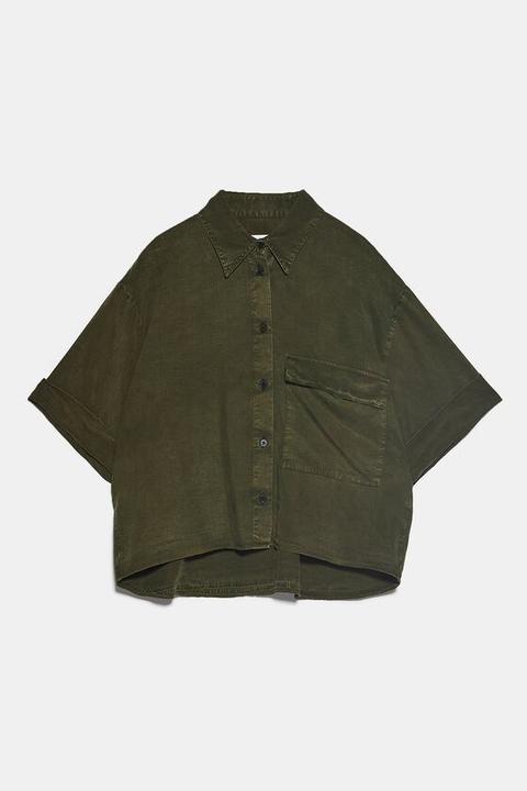 Camisa Cropped Bolsillo