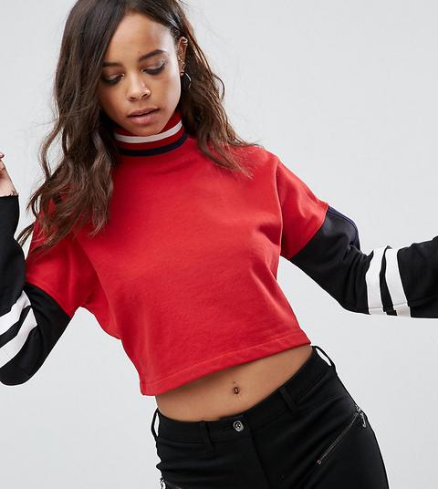 Missguided Petite - Maglione Corto Con Dettagli A Contrasto - Rosso