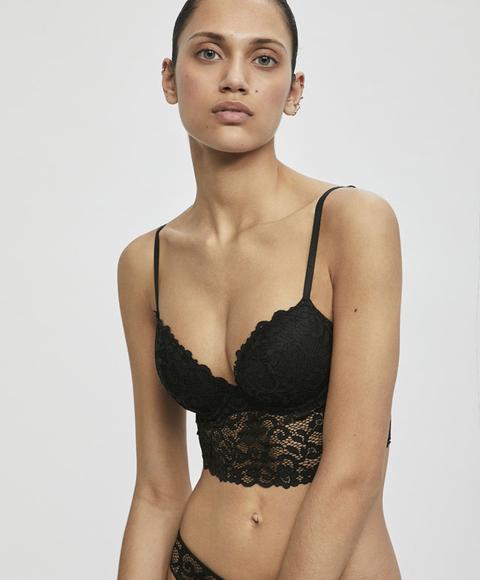 Sujetador Clásico Encaje Color: Negro Talla: 90b Material: Poliamida,elastano,poliéster,poliuretano,