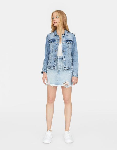 Kurze Jeansjacke Helles Denim