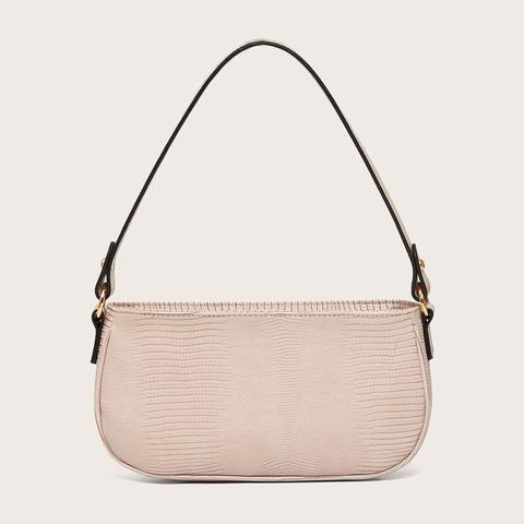 Lizard Embossed Baguette Bag