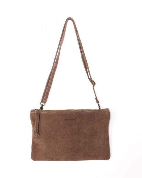 Bolso Plano Piel Correa Fango