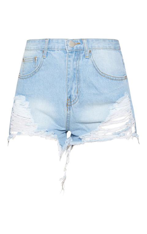 light blue ripped jean shorts