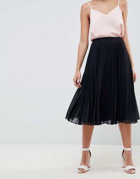 Asos Design - Gonna Midi Plissettata - Nero