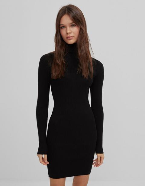 Robe Courte Bord-côte Col Roulé