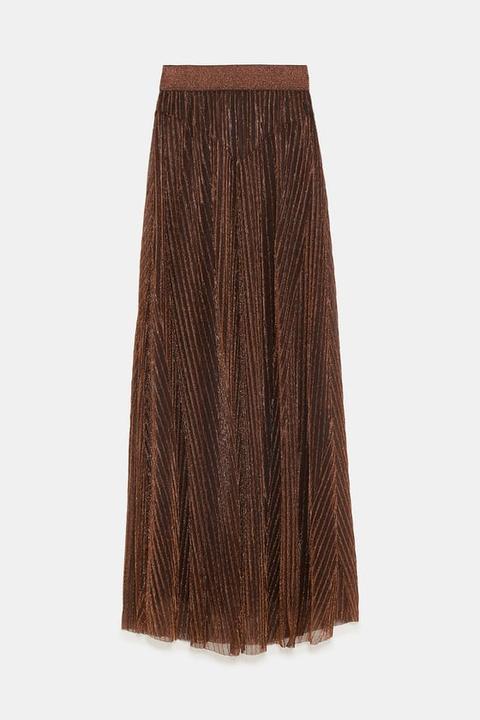 Pleated Skirt With Metallic Thread