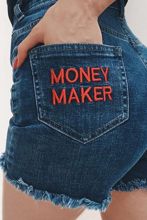 Blue 'money Maker' Denim Shorts