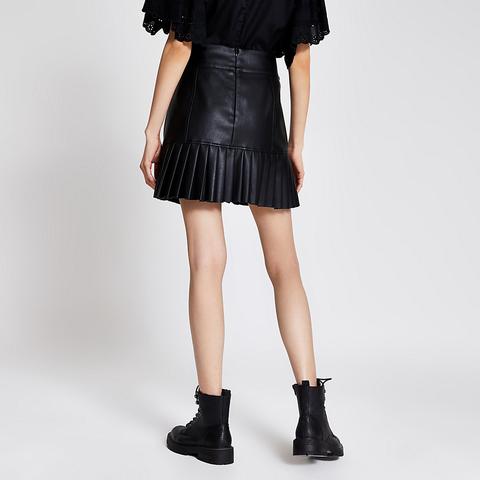 leather pleated skirt river island