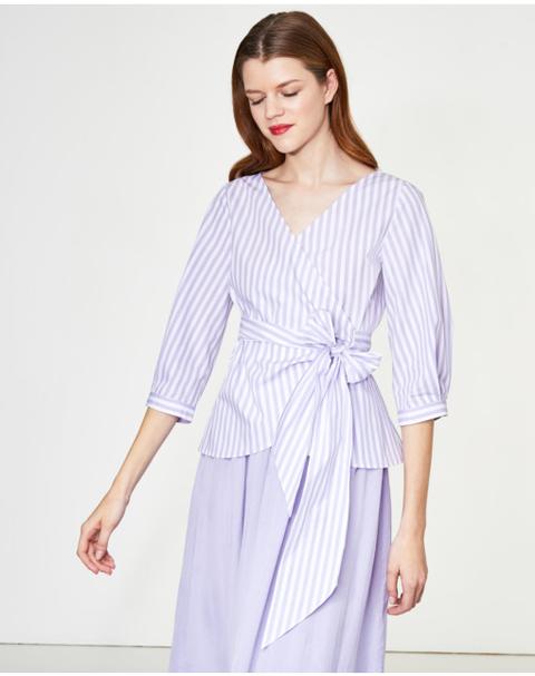 Gestreifte Wickelbluse