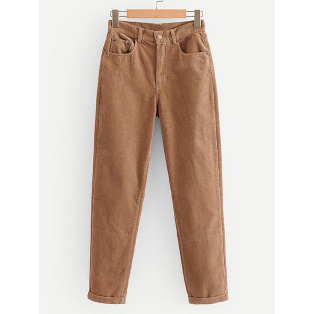 Pantalones De Pana Con Diseño De Bolsillo from SheIn on 21 Buttons