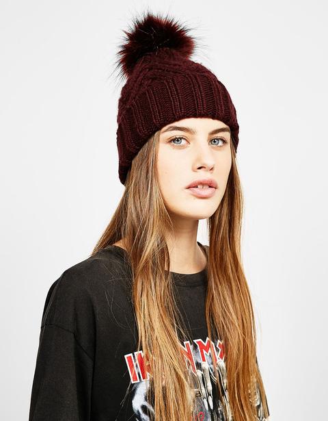 Gorro Beanie Trenzas Y Pompón