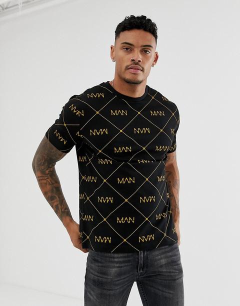 Camiseta Negra Con Estampado Man De Boohooman