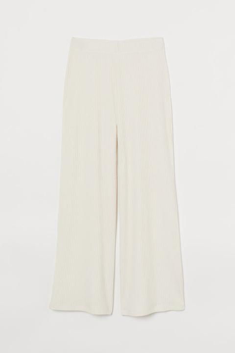 Ribbed Trousers - White