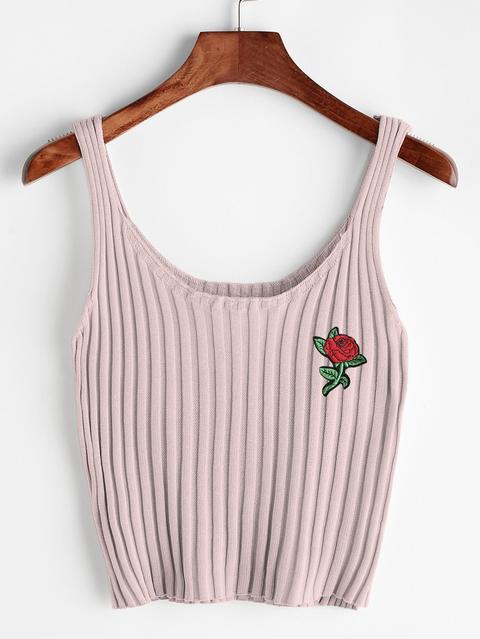 Top In Cotone Con Bordo Rosa