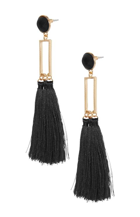 Black Tassel Drop Earring