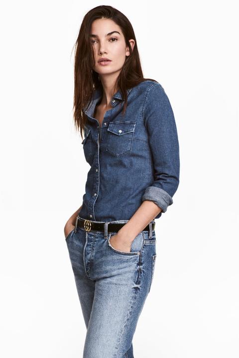 Camicia Attillata In Jeans