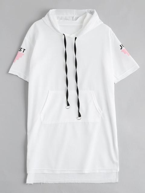 Vestito Con Cappuccio Con Coulisse Con Stampa A Lettere