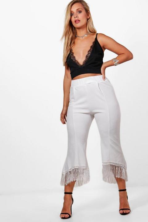 Plus Tassel Trim Culotte Trouser