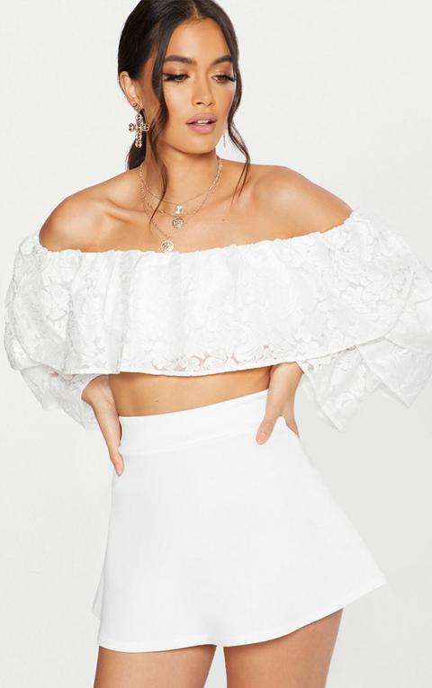 White Scuba Flippy Mini Skirt