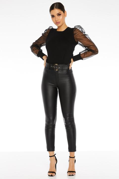 Black Faux Leather Skinny Trousers