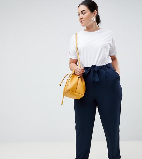 Pantalones De Pinzas Con Cinturón Obi De Asos Design Curve