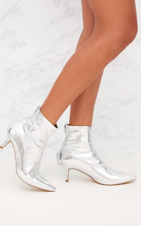 silver boots low heel