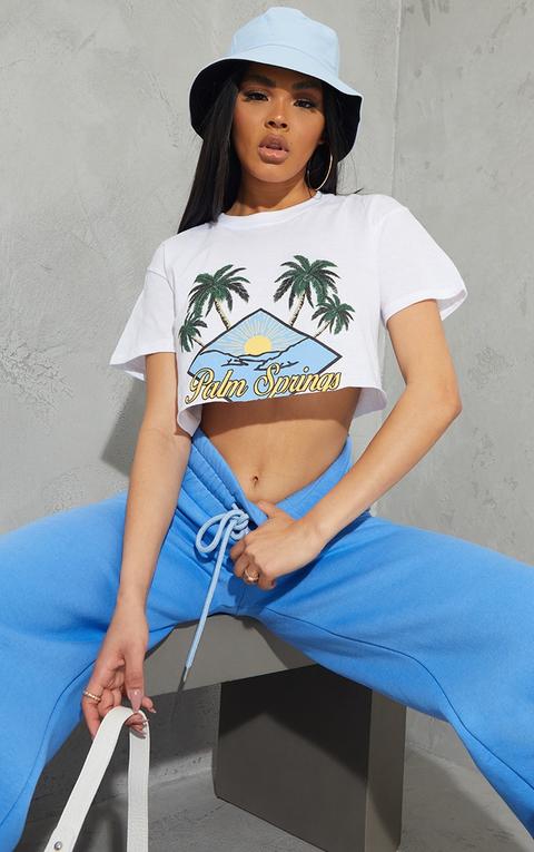 White Palm Springs Graphic Crop T Shirt