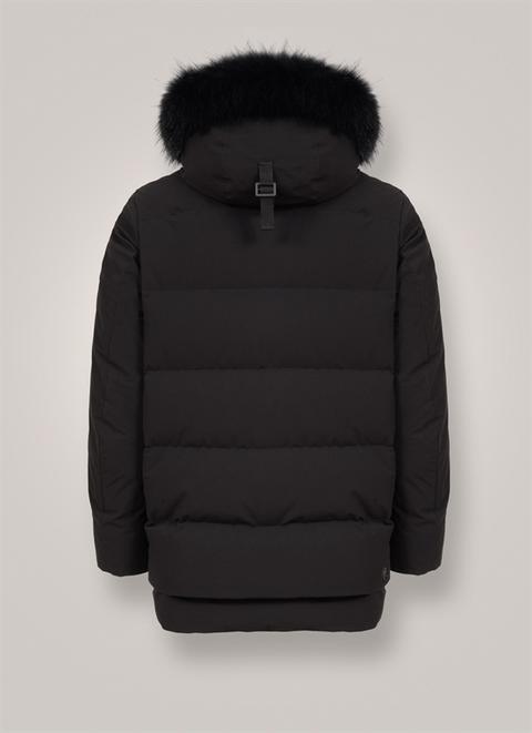 Piumino Total Black Con Pelliccia