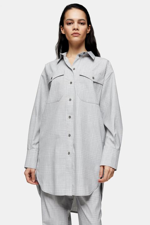 Womens **grey Check Shirt By Topshop Boutique - Grey, Grey