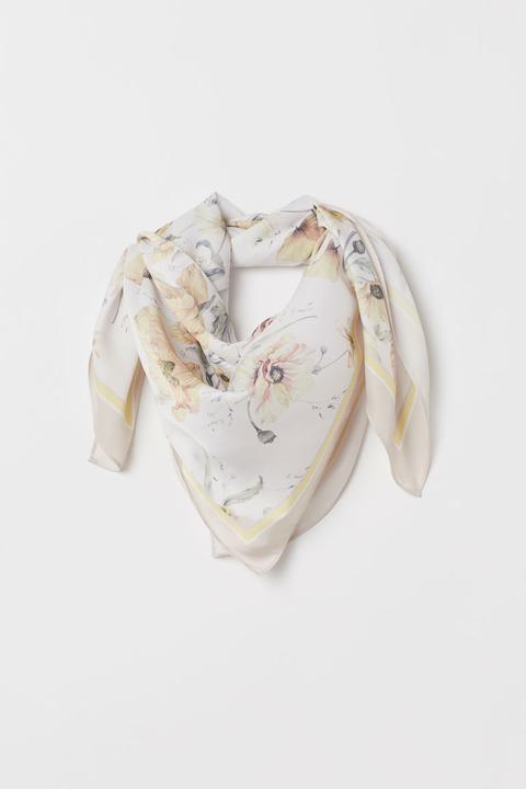Pañuelo Estampado De Satén - Blanco