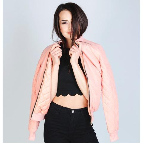Edie - Padded Bomber Pink Jacket