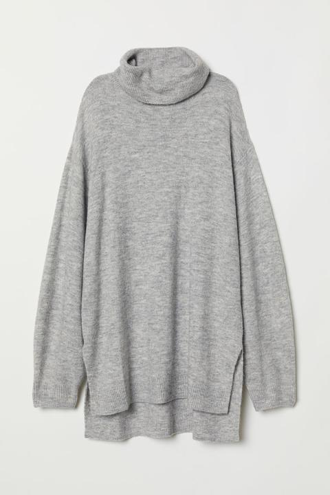 Jersey De Cuello Alto De Punto - Gris