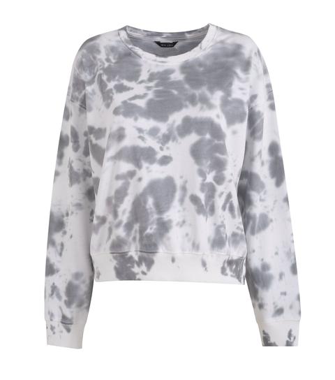 Dark Grey Tie Dye Sweatshirt New Look