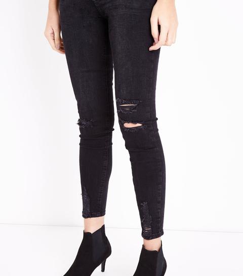 Black Ripped Fray Hem Jenna Jeans New Look